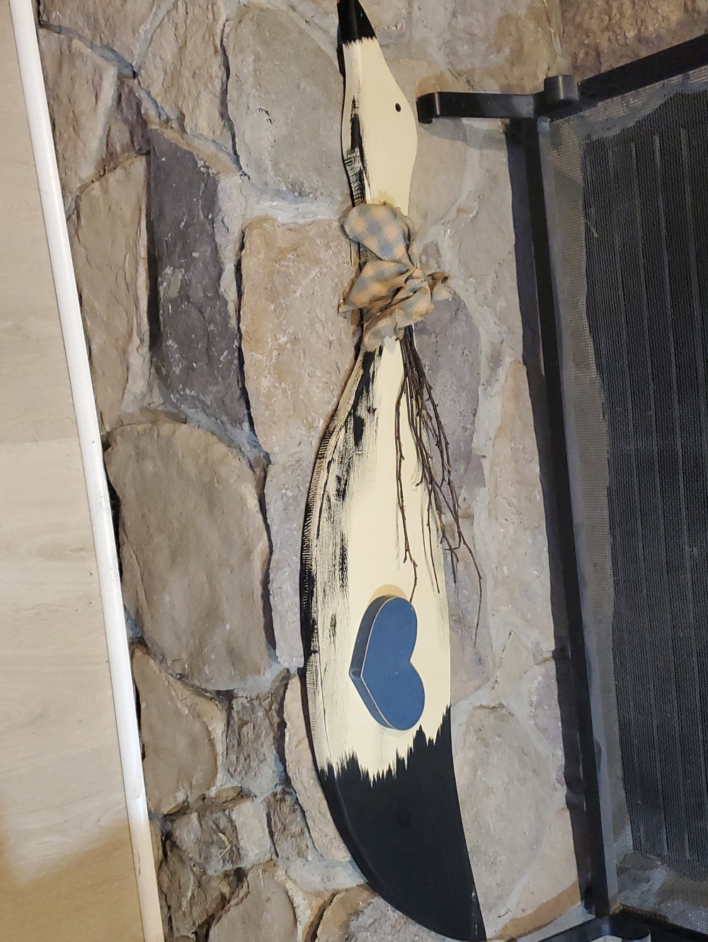 Handcrafted Wooden Wall Duck with Blue Heart Accent